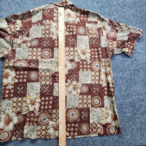 Tori Richards Hawaiian Shirt Size XXL Button Floral Brown 100% Cotton Men's 2XL - Picture 9 of 11